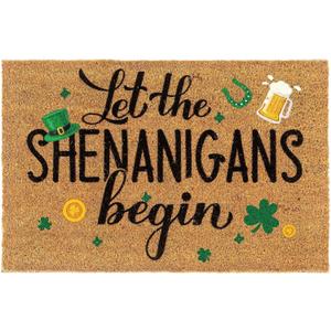Ceenna St. Patrick's Day Welcome Doormat Outdoor St. Patrick's Day Coir Doormat with Non Slip Backing Shamrock Clover Green Irish Door Mat Front Porch Rugs for Home Entrance, 16 x 24 Inches