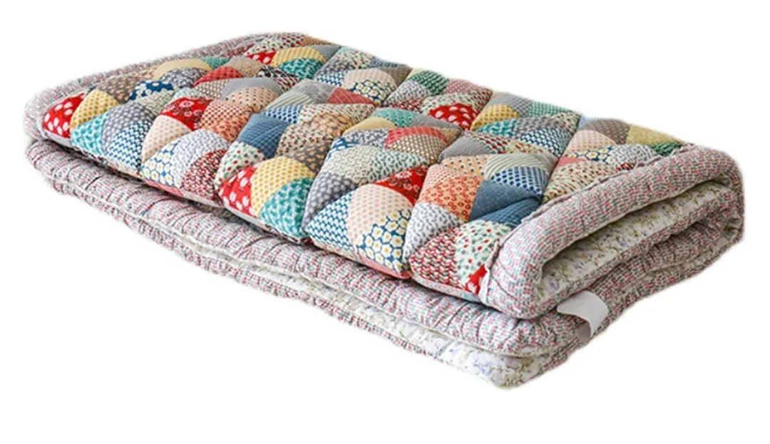 lFlower Pattern Floor Mat Bohemian Patchwork Sofa Cover Quilted Floral Print Soft Cotton Non-Slip Slipcover for Couch Protect Style Furniture with This Multicolor L