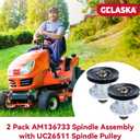 GELASKA 2 Pack AM136733 Spindle Assembly with M151720 Pulley Replaces John Deere AM137483 Spindle, AM143469 Spindle AM134292 AM137097 UC26511 for John Deere X300 Spindle, John Deere Z225 Spindle