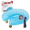 Yereen 50 Ft x 3/8'' Coil Garden Hose EVA Recoil Garden Self Coiling Expanding Water Hose with 6 Function Spray Nozzle Universal 3/4'' Brass Connector Fitting for Outdoor Yard