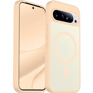 SPIDERCASE Magnetic for Google Pixel 10/Pixel 10 Pro Case, Military Grade Drop Protection Slim Translucent Matte Shockproof Anti-Fingerprint Phone Case for Pixel 10/10 Pro, Sand Pink