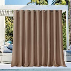 NICETOWN Privacy Room Divider Curtain for Patio, Grommet Top Thermal Insulated Blackout Extra Wide and Long Door Blind for Sunroom, Bedroom, Living Room, Tan, 1 Piece, 140" Wide by 108" Long