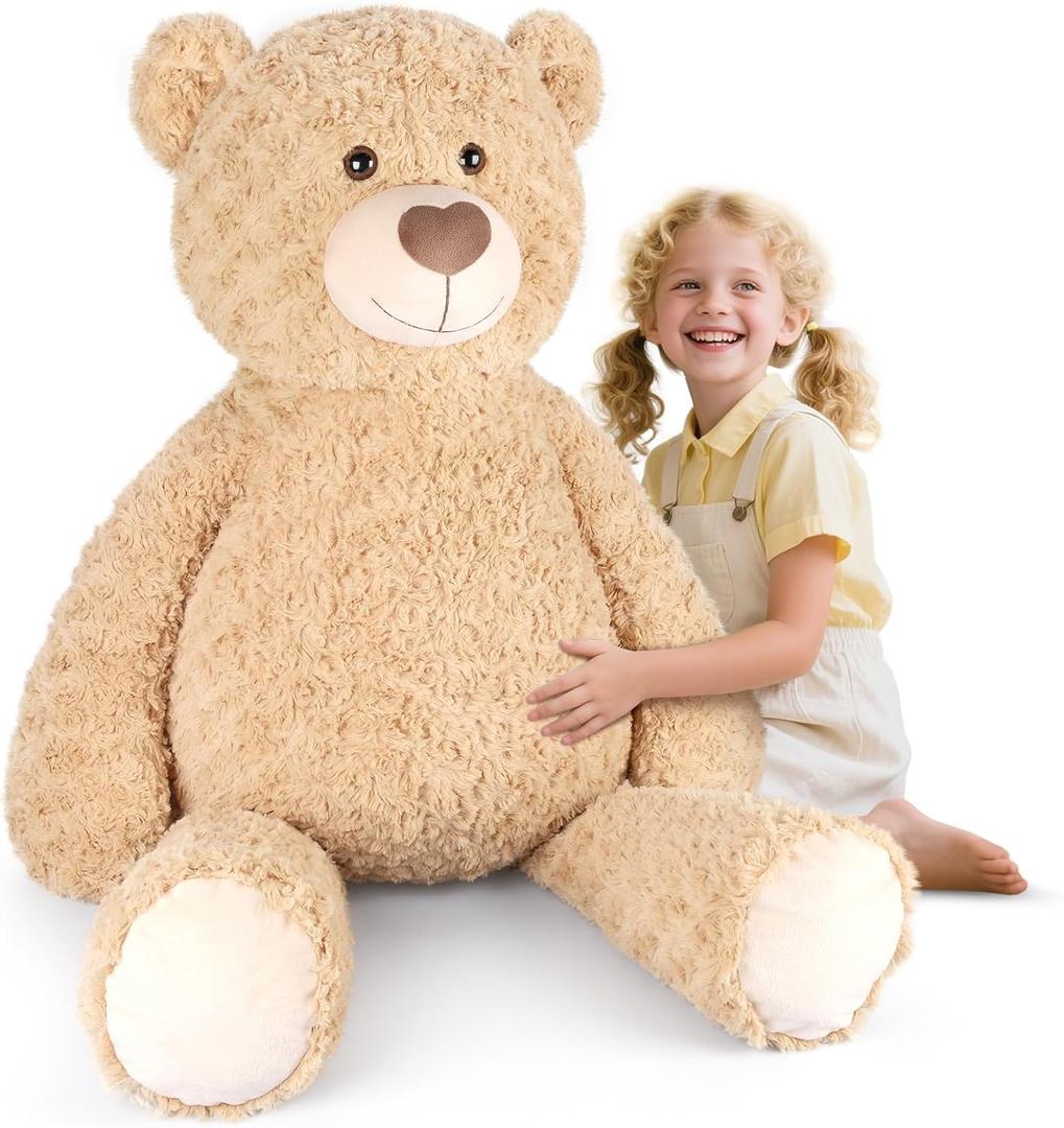 SuzziPals 43 inch Giant Teddy Bear Stuffed Animal, Lifelike Stuffed Animals for Stress Relief & Companion, Extra Soft Fluffy Big Plushies Hugging Pillow, Jumbo Teddy Bears Gifts for Kids Adults
