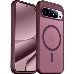 SPIDERCASE Magnetic for Google Pixel 10/Pixel 10 Pro Case, Military Grade Drop Protection Slim Translucent Matte Shockproof Anti-Fingerprint Phone Case for Pixel 10/10 Pro, Wine Red