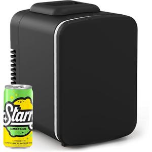 Simple Deluxe 4L/6 Can Mini, Portable Cooler & Warmer Freon-Free Small Refrigerator, Compact Fridge for Skincare, Beverage, Food, Cosmetics, Black