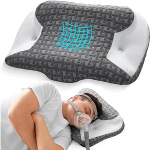 Joynox Sleep Apnea Pillow for Cpap Users, Ergonomic Adjustable Memory Foam Cpap Pillows for Side and Back Sleepers, Reducing Air Leaks and Mask Pressure, Gray