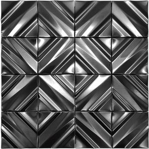 Blujellyfish Black Backsplash Tile for Kitchen Bathrrom Chevron Accent Wall Tiles 3D Wall Panels Modern Textured Decorative Tile for Luxury Home (Pack of 5)
