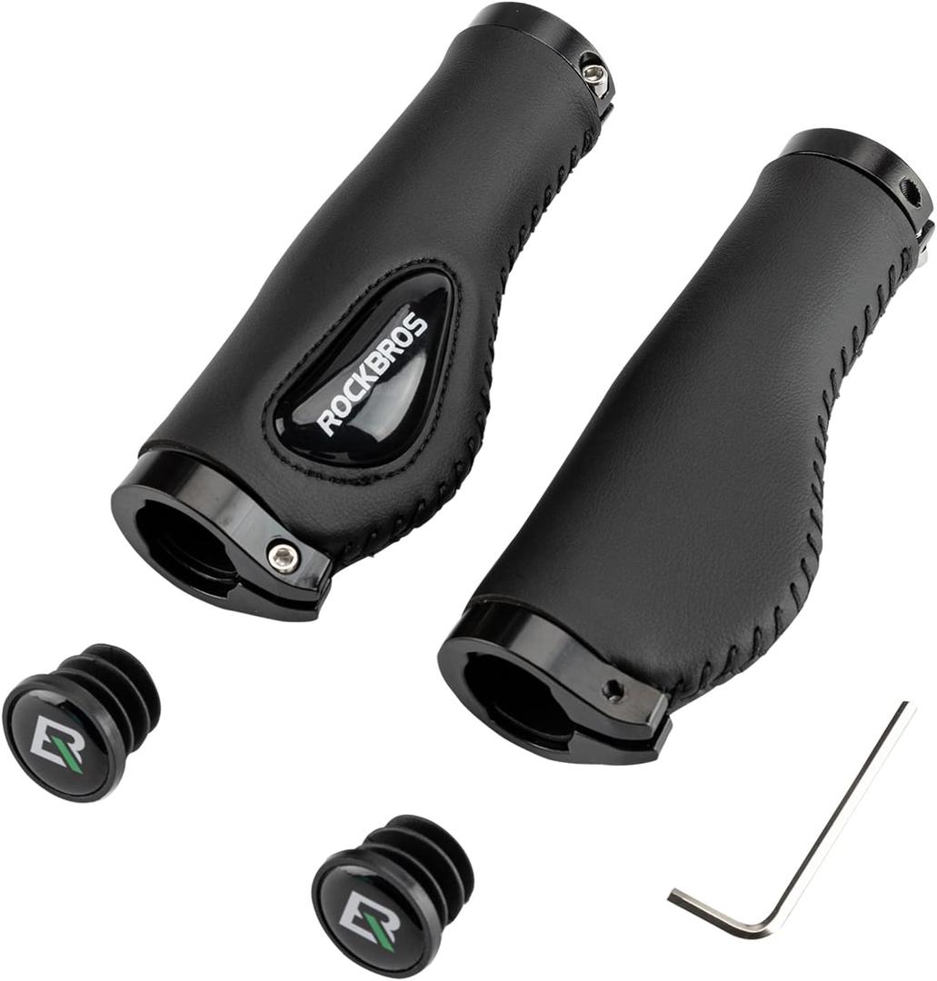 ROCKBROS Bike Handle Grips Ergonomics Design Soft Gel Dual Lock on Bicycle Handlebar Grips for Mountain MTB MBX Bike Electric Scooter (black)