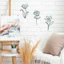Oubasa Metal Flowers Wall Art Set of 3, Farmhouse Floral Home Decoration, Modern Line Art Flower Wall Decor for Living Room Bedroom Bathroom, Minimalist Botanical Wall Sculpture Lily, Tulip, Rose