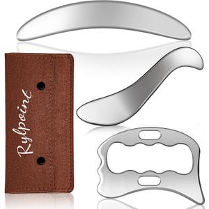 3 in 1 Guasha Massage Tool, Grade Stainless Steel Scraping Tool for Soft Tissue Upgrade Physical Therapy Stuff,Used for Back, Legs, Arms,Neck,Shoulder, Gua sha Tool (Square+S-Shape+D-Shape)