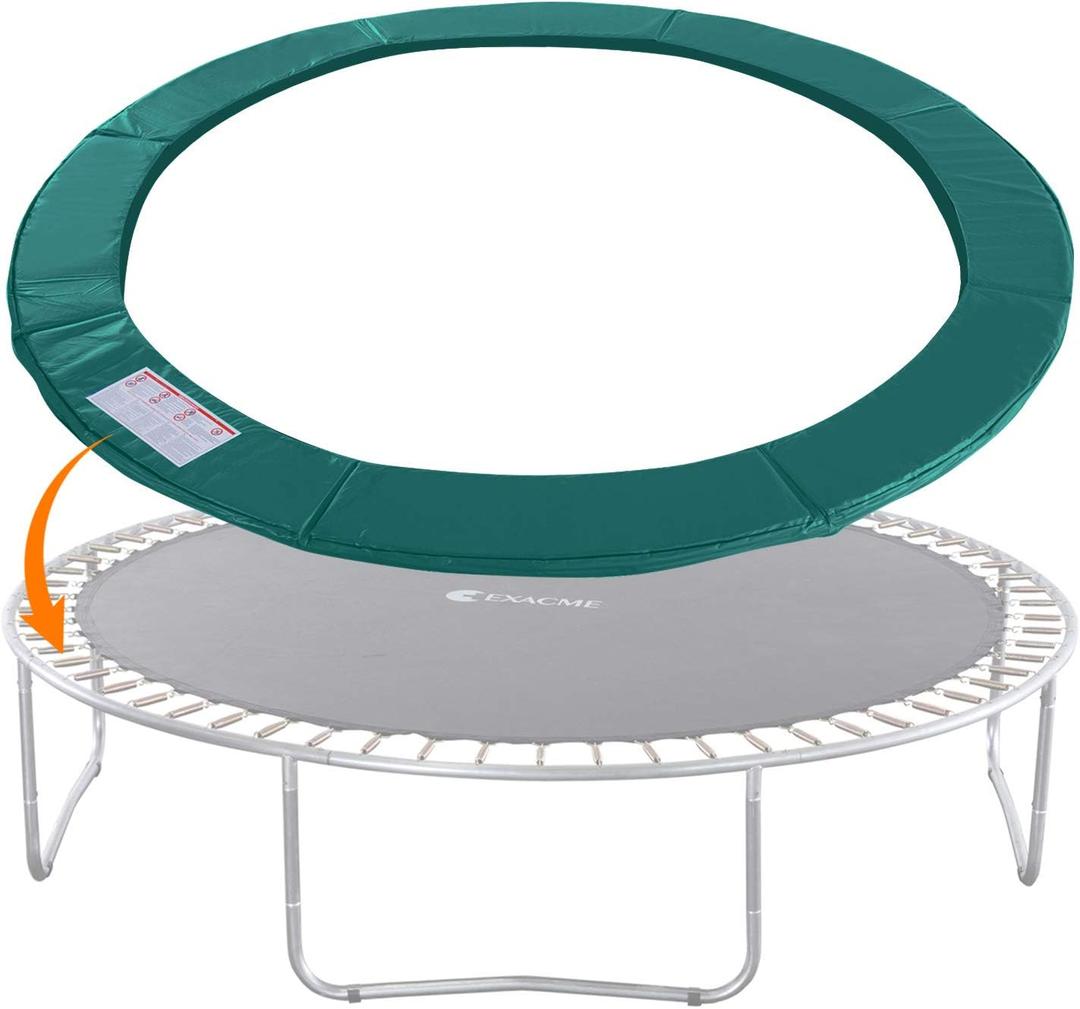 ExacMe Trampoline Pad Replacement 16 15 14 13 12 10 8 Foot, Waterproof Safety Spring Cover Round Frame Pad, No Hole for Pole (Green)