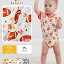 EASWEET Baby Boy Romper Soft Bamboo-derived Viscose Short Sleeve Baby Boy Bodysuit, Rugby, 18-24 Months