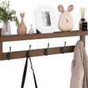 SMIBUY Coat Hooks with Shelf Wall-Mounted, 29.2 Inch Entryway Coat Rack for Wall, Bamboo Hanging Shelf with 5 Double Metal Hooks for Bathroom, Bedroom, Kitchen, Living Room, Mudroom (Walnut)