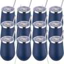 MEWAY 12oz Stainless Steel Wine Tumbler with Lid - Double Wall Vacuum Insulated Swig cups for Hot and Cold Drinks, Ideal for Coffee, Wine, Beer, gifts for Women under 10 dollars(Navy,Set of 12)