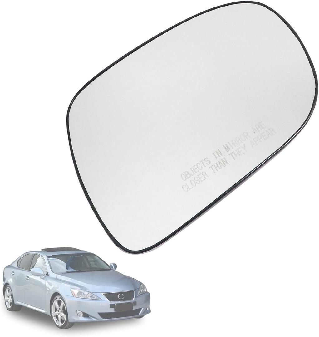 XQSMWF Passenger Right Side Mirror Glass, Compatible with Lexus IS250 IS350 2006-2008, ES350 2007-2009, Heated Without Auto Dimming # 87931-53240