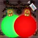 [Light up] Inflatable Ornaments Balls Outdoor 2Pcs: Flashes in Red | Green | Blue and Timer, 24 Inch Giant Christmas Inflatable Ornaments, Reusable PVC - Blow Up Ornament Balls for Yard, Porch, Party