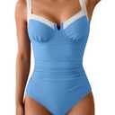 B2prity Women's Underwire One Piece Swimsuits Tummy Control Bathing Suits Push Up Swim Suit Color Block Swimwear.S