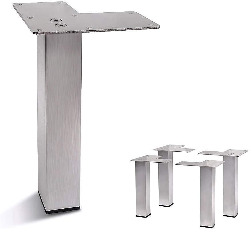 Set of 4 Stainless Steel Straight Metal Sofa Legs Square Tube Design, Durable Furniture Legs, Modern Style (7-7/8"H)