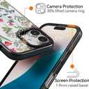 Compatible for iPhone 16 Case Cute - Durable Shockproof 6.6 ft Drop Impact Phone Case - Black Funny Nature Flower Design for iPhone 16 6.1"