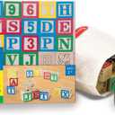 Melissa & Doug Deluxe Wooden ABC/123 1-Inch Blocks Set With Storage Pouch (50 pcs), Classic Letter And Number Wooden Blocks, For Toddlers And Kids Ages 2+