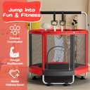 ZCMHAXJ 55" Trampoline for Kids with Enclosure, 440lbs Capacity Indoor & Outdoor Toddler Trampoline with Adjustable Gymnastics Bar & Toys, for Boys & Girls