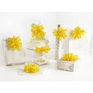 HUIHUANG Yellow Present Bows Gift Wrap Accessory Curly Ribbon Gift Bows 5 inch x 8 Counts Stick On Bows for Gift Wrapping, Paper Bag, Birthday Party Favors, Bridal Shower Wedding Decoration