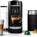 Nespresso VertuoPlus Deluxe Coffee and Espresso Machine Bundle with Aeroccino Milk Frother by De'Longhi, Black