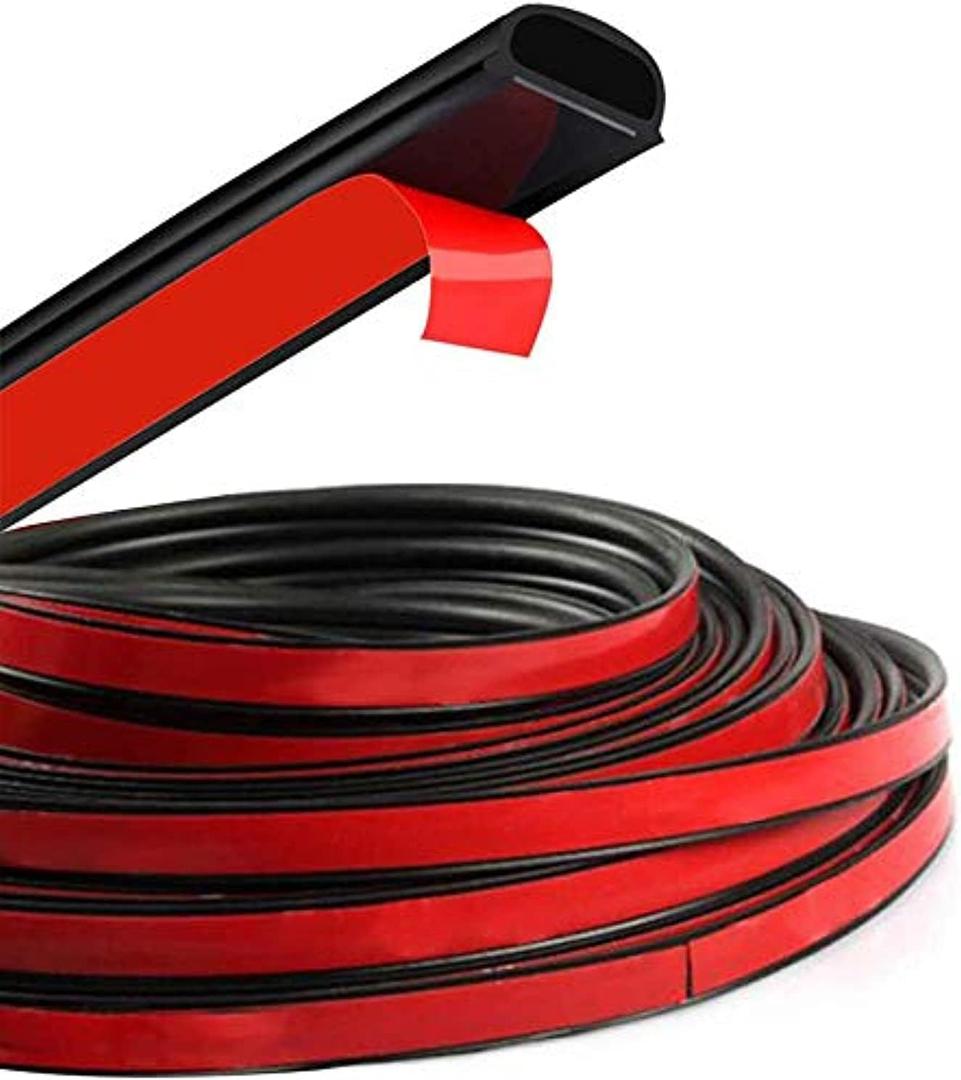D-Shape Door Rubber Seal Strip Weatherstrip 3M Self Adhesive Hollow for Car Truck Motor Door Cover Trunk (Black, 26.25 feet)