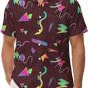 KYKU 80s Costume 90s Clothes Hawaiian Shirt for Men Button Down Shirts Short Sleeve Retro Disco Outfits (Small)