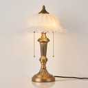 HDDFL Glass Shade Table Lamp 2 Lights Vintage Metal Desk Lamp with Plug Switch for Bedroom Living Room Home Office Brass and White