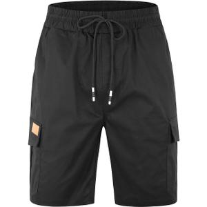 Mens Casual Twill Cargo Shorts Cotton Drawstring Classic Cargo Stretch Short with 6 Pockets (X-Large, Black)