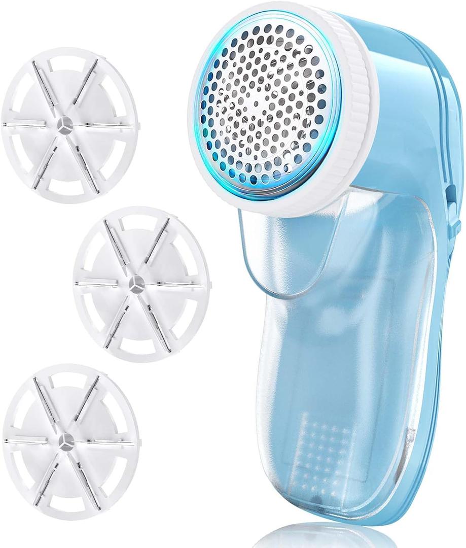 Fabric Shaver, Electric Lint Remover with 3 Replacement 6-Leaf Blades, USB Rechargeable Sweater Shaver, Lint Shaver, Cordless Clothes Shaver Pilling Remover, Fabric Defuzzer for Clothing, Furniture