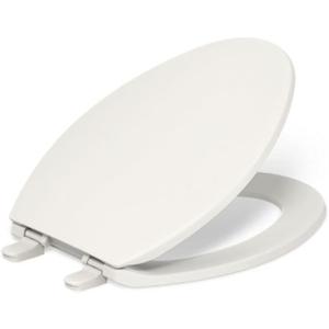 Kohler K-20110-96 Brevia Elongated Toilet Seat with Grip-Tight Bumpers, Quiet-Close Seat, Quick-Attach Hardware, Biscuit
