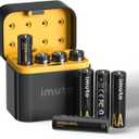 imuto Rechargeable aa Batteries with Charger, 3000mWh aa Lithium Batteries 8 Pack, 8 Slot Storage Box Style Lithium aa Battery Charger, 1.5V 2A Output, 1600+ Cycle Life, 2.5H Fast Charging