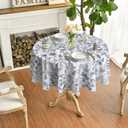 Horaldaily Spring Tablecloth 6060 Inch Round, Dragonfly Wildflowers Floral Herbs Washable Table Cover for Party Picnic Dinner Decor