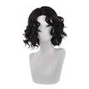 Haomascot Black Medium Length Curly Cosplay Wig Halloween Costume Wigs For Women