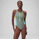 Speedo Women's Swimsuit One Piece Hydraline Standard Cut (Zip Soft Olive), XS