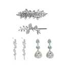 2 x Bridesmaid Gifts -2 Sparkling Hair Clips and 2 Pairs of Dangle Earrings Set, Wedding Hair Jewelry for Bridesmaids Party