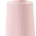 Small Soap Dispenser for Bathroom and Kitchen, Modern Farmhouse Striped Style Plastic Hand Soap Dish Soap Dispenser with Pump Matte Pink for Girls