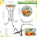 LEIFIDE 23 inch Metal Bird Bath for Outside Birdbath Bowl Topper with Foldable Pedestal Metal Stand Sunflower Butterfly Pattern Bowl Freestanding Birdbaths Birdfeeder for Outdoor Patio Yard Lawn Decor