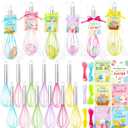 Funnymoom 12 Sets 10 Inch Easter Whisks Gifts for Kids Home Baking Sets Includes Colored Whisks, Greeting Cards, Ribbons, Plastic Bags for Happy Easter Teacher Family Friends Neighbor