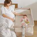 lulumoon Muslin Bassinet Sheets for Baby: Soft Bedside Sleeper Bassinet Fitted Sheets for Boys and Girls (White & Cream)