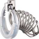 Metal Cock Cage Male Chastity Cage Adjustable with 7 Ring Sizes Stainless Steel Chastity Device with Hidden Lock for Man Penis Bondage Sex Toys Breathable Penis Cage with Hose (D)