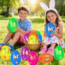 Large Printed Easter Eggs, 6 Inches Jumbo Plastic Eggs Fillable for Easter Themed Hunt Basket Stuffers Fillers Filling Treats Bulks Party Favor Classroom Prize Supplies