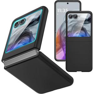 Ruky for Motorola Razr 2024/2025 Case [Not fit Ultra or Plus], with Built-in Screen Protector, Support Wireless Charging Slim Razr 2024 Case, Hard Ultra-Thin Phone Case for Moto Razr 2025,Black