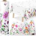 Pickmesh Wildflower Tablecloth Roll 100 ft x 52 Inch Vintage Floral Plastic Table Cover Roll Wildflower Party Dinner Decorations Disposable Plastic Tablecloth for Wedding Birthday Home Tea Party