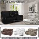ULTICOR Reclining Loveseat with Middle Console Slipcover, 8-Piece Velvet Stretch Loveseat Reclining Sofa Covers, 2 Thick, Soft, Washable, Covers ONLY (Black) 39"D x 85"W x 45"H