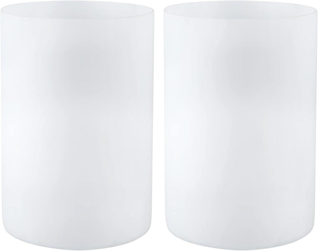 Skelang 2 Pcs Frosted Opal White Glass Light Shade, Cylinder Light Cover with 1-5/8" Fitter, Fixture Replacement Globes for Pendant Light, Wall Sconce, Lamp