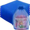 Crweety 50 Pcs Organza Bags 5x7, Royal Blue Small Mesh Gift Bags Drawstring | Use for Jewelry Candy Soap Treat Sachet, Sheer Party Favor Goodie Pouches, for Wedding Baby Bridal Shower Birthday Halloween, 1 Count