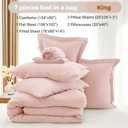 MUXHOMO 7 Pieces King Comforter Set, Soft Bed in a Bag King Size, All Season Bedding Set with Comforter, Flat Sheet, Fitted Sheet, Pillowcases & Shams, Pink